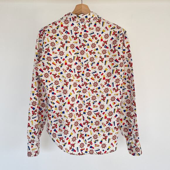 Vintage 70's Le Soft Shirt Lady Manhattan Nautical Sailor Button Up Shirt Sz M - Picture 2 of 15